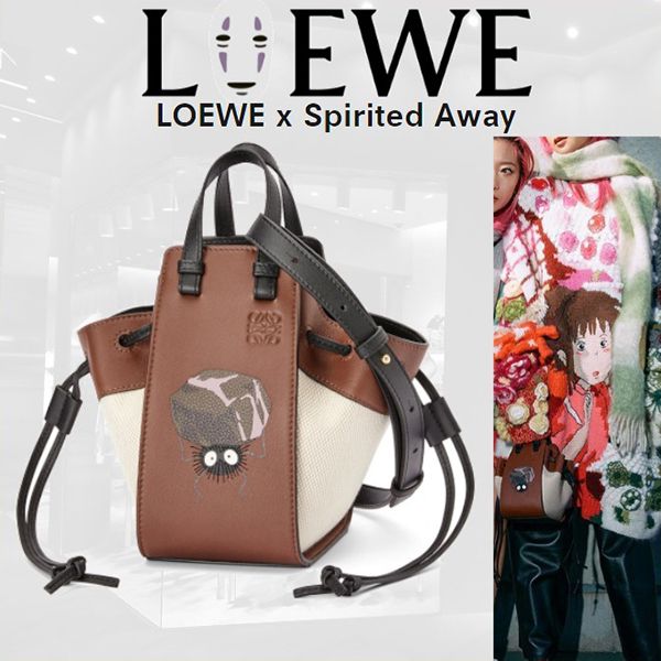 完売必至!ロエベ×ジブリ ススワタリ ハンモック 偽物 ドローストリングバッグ ミニ (クラシックカーフ&テキスタイル)A538V07X14